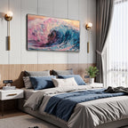 CRYSTAL CREST: Textured Impasto Crashing Vibrant Wave Canvas