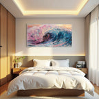 CRYSTAL CREST: Textured Impasto Crashing Vibrant Wave Canvas