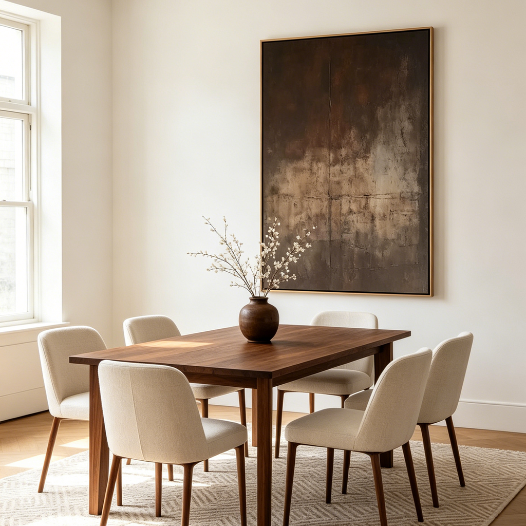 DARK BROWN TEXTURED ABSTRACT:  Rich Texture Minimalist Deep Brown Canvas