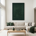 DARK GREEN TEXTURED GRID: Deep Green Textured Grid Pattern Minimalist Canvas