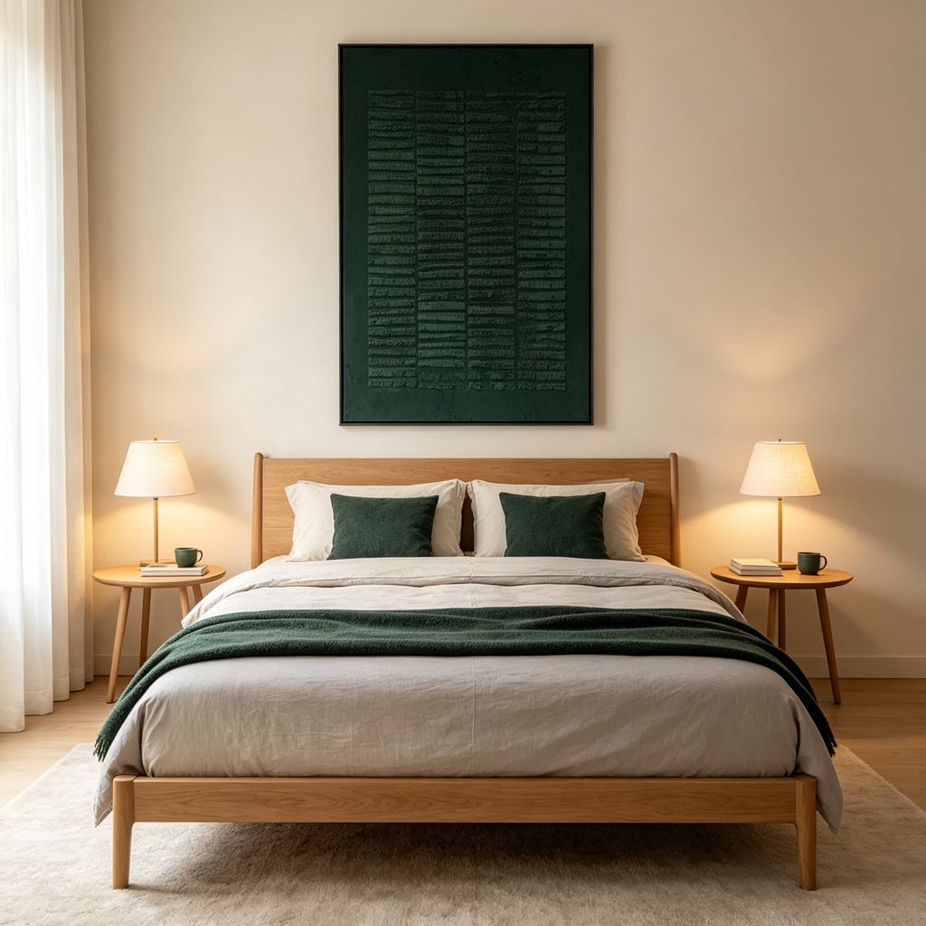 DARK GREEN TEXTURED GRID: Deep Green Textured Grid Pattern Minimalist Canvas