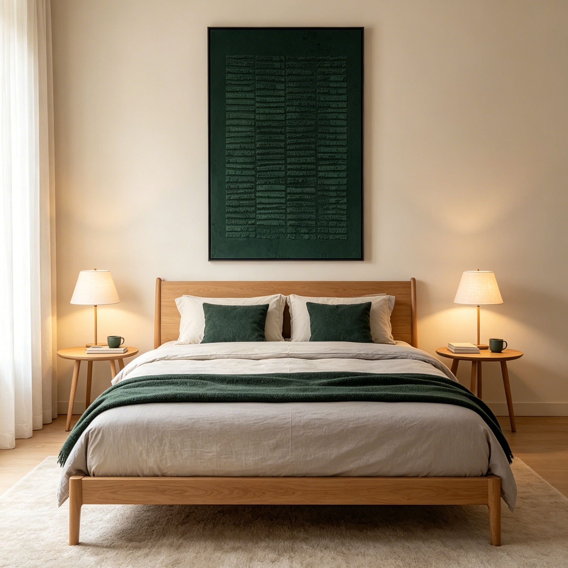 DARK GREEN TEXTURED GRID: Deep Green Textured Grid Pattern Minimalist Canvas