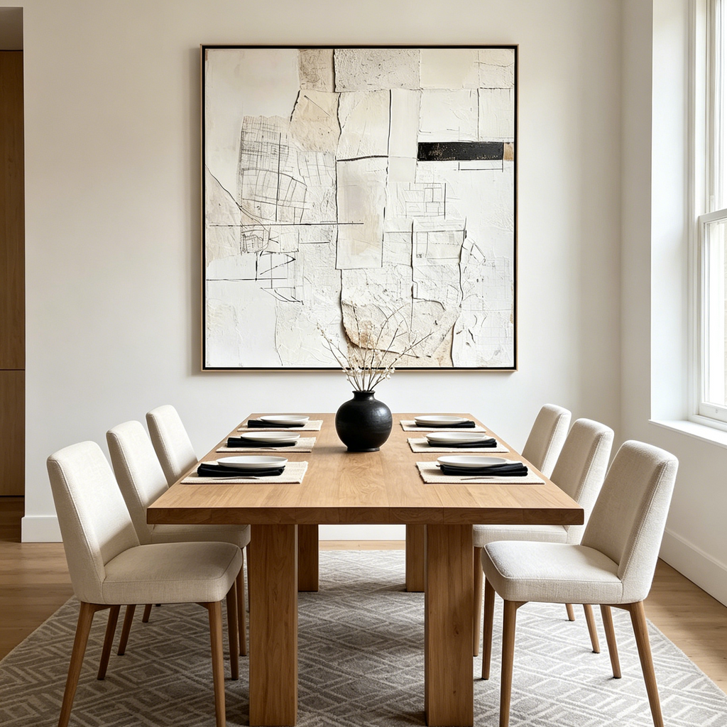 DECONSTRUCTED PLANS: White Off White Textured Lines Map Canvas