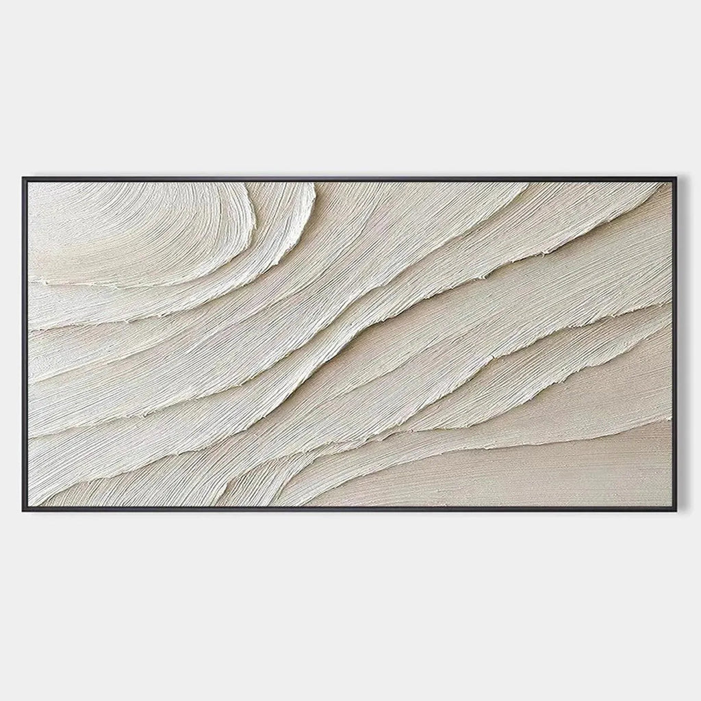 DESERT FLOW beige abstract minimalist textured painting for living room by Isabella Rossi.
