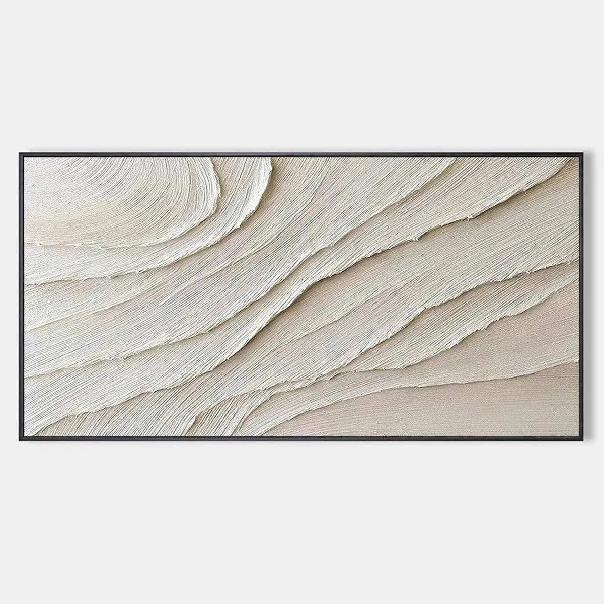 DESERT FLOW beige abstract minimalist textured painting for living room by Isabella Rossi.