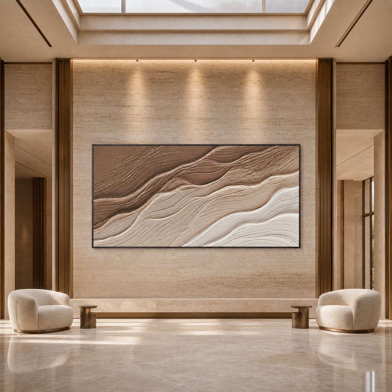 DESERT FLOW: Flowing Brown Beige Sand Dunes Textured Wabi Sabi Canvas
