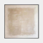 Desert Sands painting by Javier Ramirez. Beige minimalist artwork in a black frame, ideal for modern spaces.