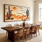 DESERT SUNRISE: Textured Impasto Minimalist Desert Landscape Canvas