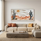 DESERT SUNRISE: Textured Impasto Minimalist Desert Landscape Canvas