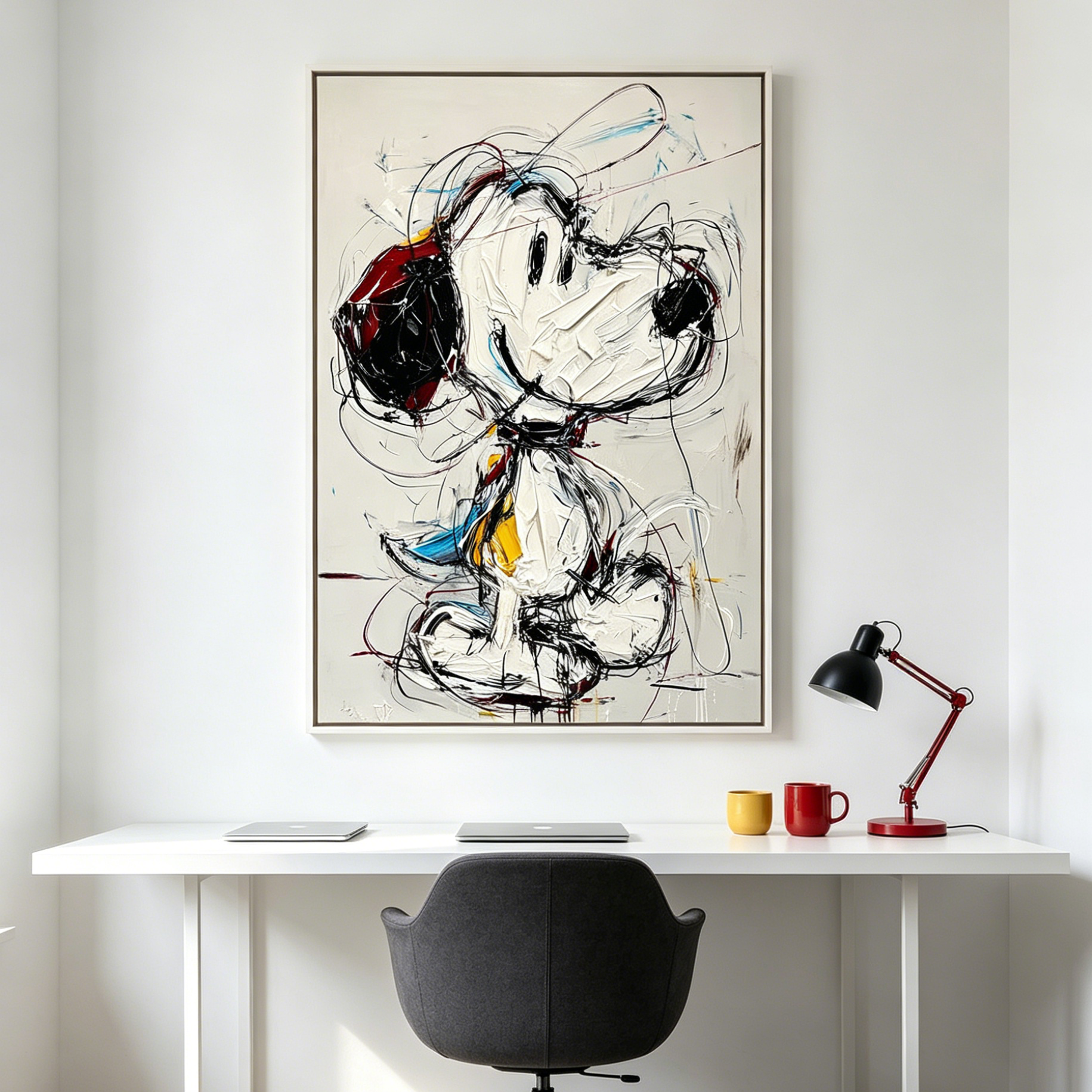 DREAMER'S DOODLE: Textured Pop Art Painting Playful Icon Scribbled Chaos