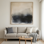 DUSK SHADOWS: Beige To Deep Grey Gradient Abstract Minimalist Oil Painting