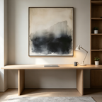 DUSK SHADOWS: Beige To Deep Grey Gradient Abstract Minimalist Oil Painting