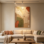 EARTHBOUND HARMONY: Impasto Sun Bleached Beige Ridges Canvas