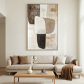 EARTHEN FORMS: Brown Beige White Textured Blocks Vertical Minimalist Canvas