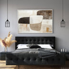 Earthen Forms: Original Minimalist Abstract Oil Painting - Vertical Textured Brown Beige White Wall Art
