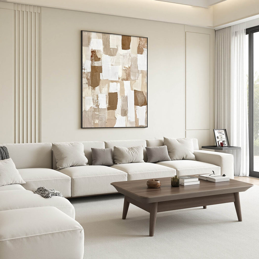 EARTHEN LAYERS: Wabi Sabi Textured Abstract Painting in Neutral Earth Tones