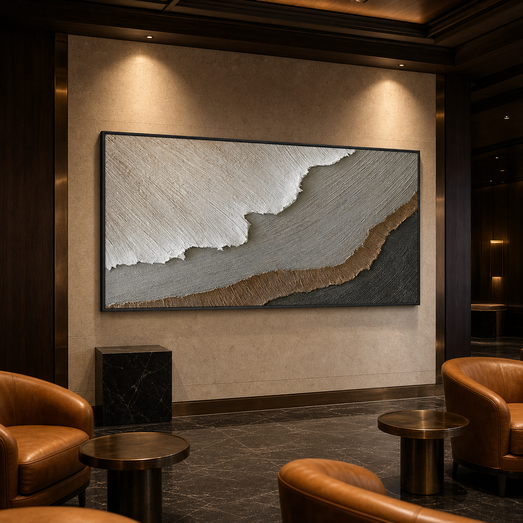 EARTH TONES: Beige Grey Brown White Layered Textured Wabi Sabi Canvas