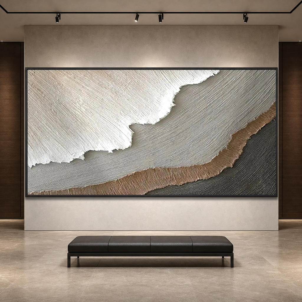 EARTH TONES: Beige Grey Brown White Layered Textured Wabi Sabi Canvas