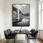ECHO CHAMBER:Paint Drip Industrial Blocks Dark Water Mirror Canvas