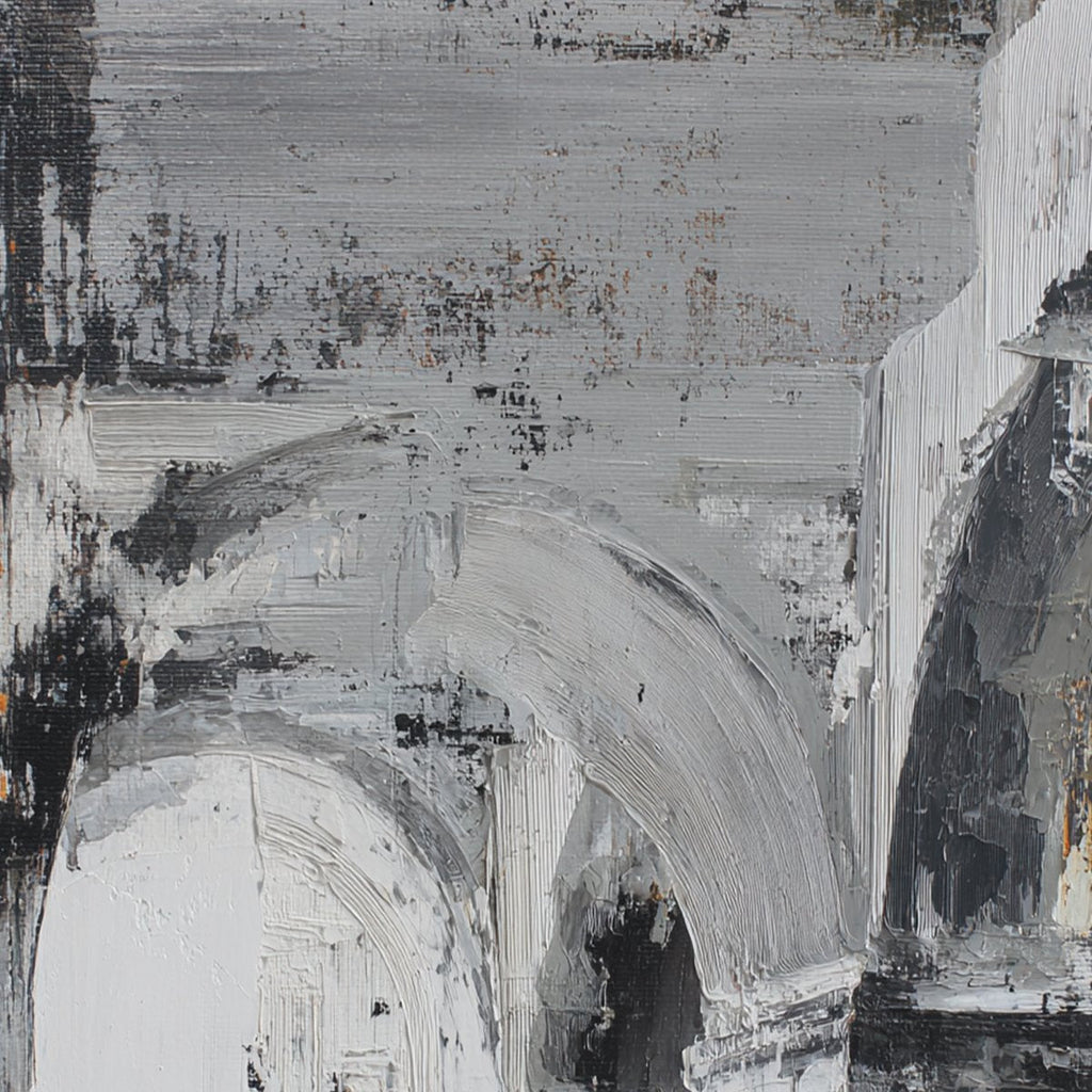 ECHOES OF THE ARCADE: Monochrome Abstract Architectural Painting