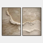 ECHOES OF THE SHORE: Wabi Sabi Textured Wall Art Set of 2