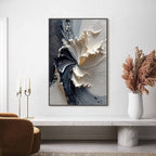 ECLIPSE IN BLOOM: Textured Wabi Sabi Abstract Floral Painting