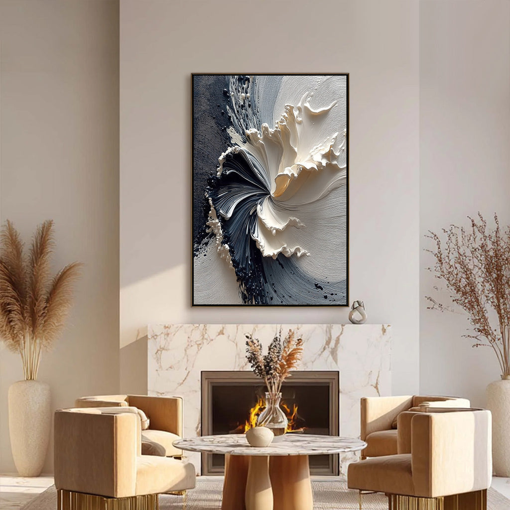 ECLIPSE IN BLOOM: Textured Wabi Sabi Abstract Floral Painting
