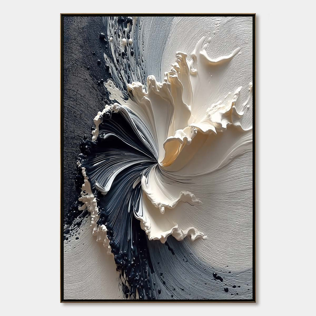 ECLIPSE IN BLOOM: Textured Wabi Sabi Abstract Floral Painting