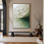 EMERALD BLOOM: Textured Wabi Sabi Floral Abstract Wall Art