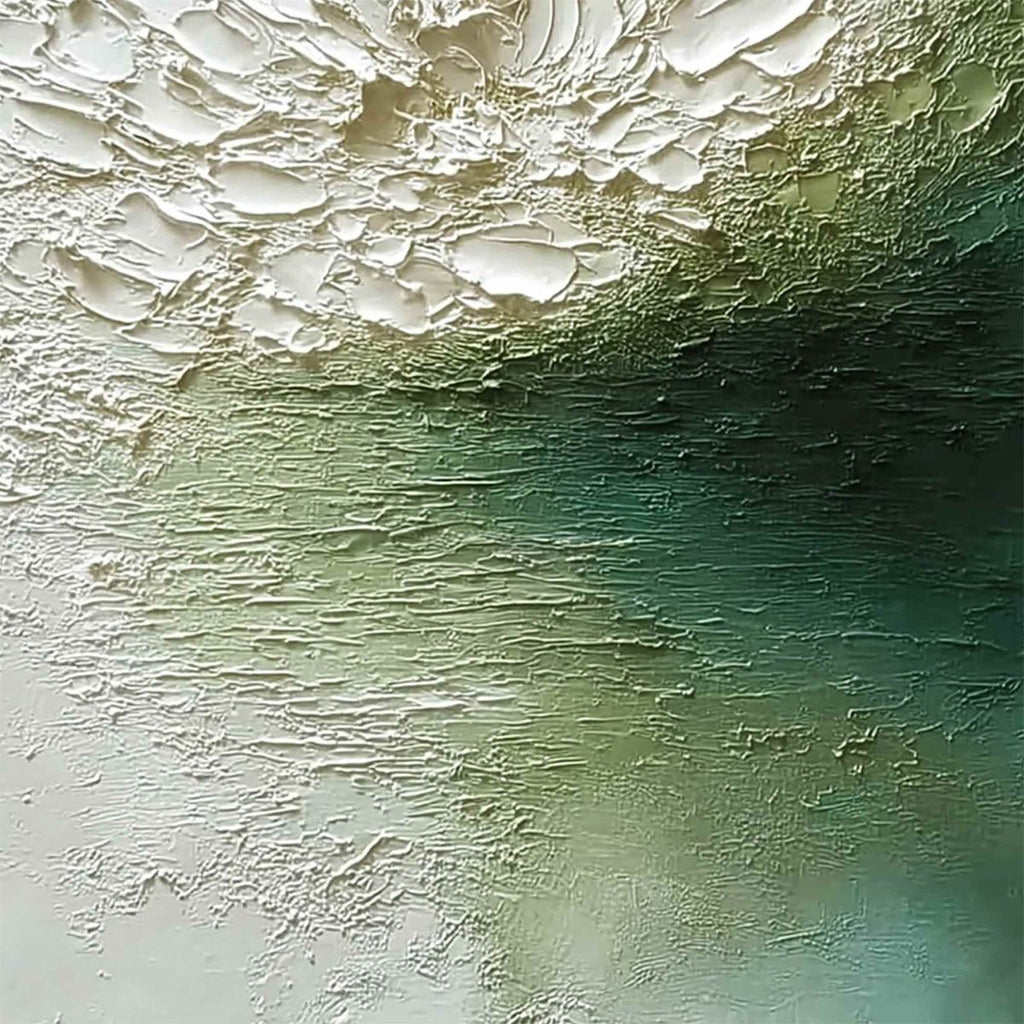 EMERALD BLOOM: Textured Wabi Sabi Floral Abstract Wall Art