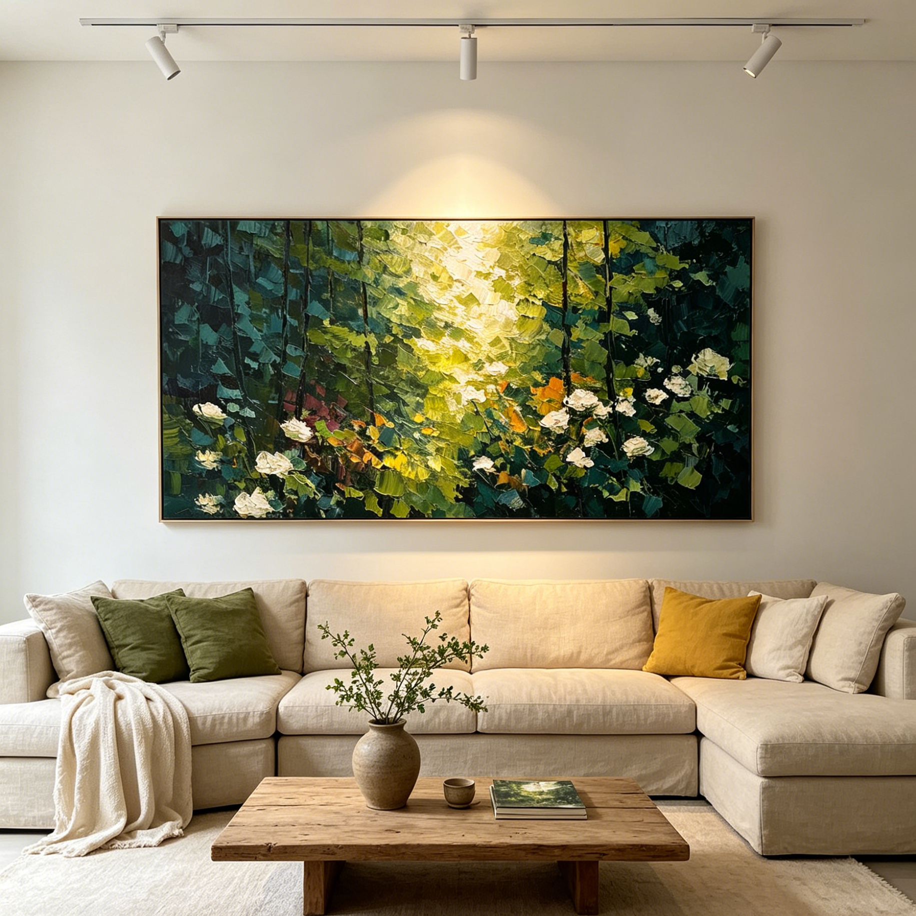 EMERALD GLADE: Textured Palette Knife Forest Landscape Painting