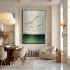 EMERALD HORIZON: Heavily Textured Wabi Sabi Abstract Seascape Painting