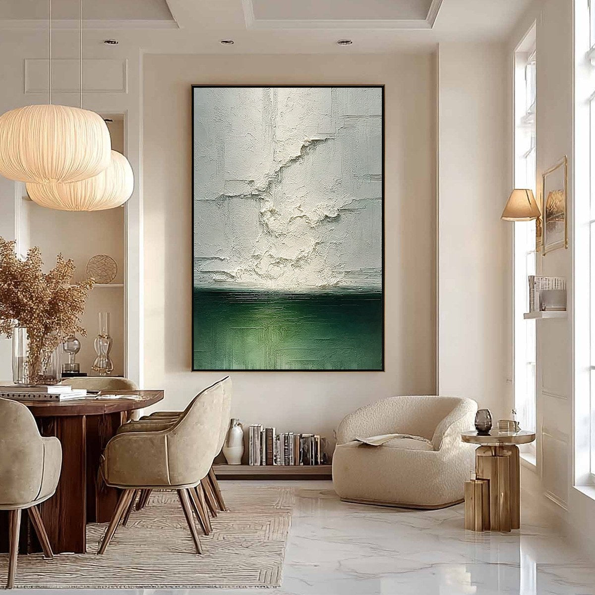 EMERALD HORIZON: Heavily Textured Wabi Sabi Abstract Seascape Painting