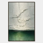 EMERALD HORIZON: Heavily Textured Wabi Sabi Abstract Seascape Painting