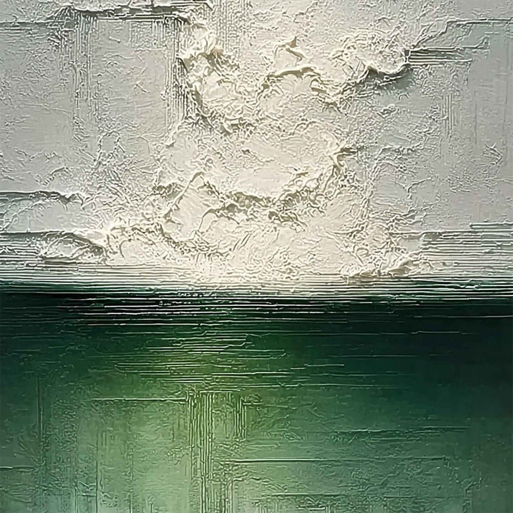 EMERALD HORIZON: Heavily Textured Wabi Sabi Abstract Seascape Painting