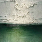 EMERALD HORIZON: Heavily Textured Wabi Sabi Abstract Seascape Painting