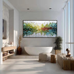 EMERALD HORIZON: Large Textured Abstract Landscape Painting with Gold Accents