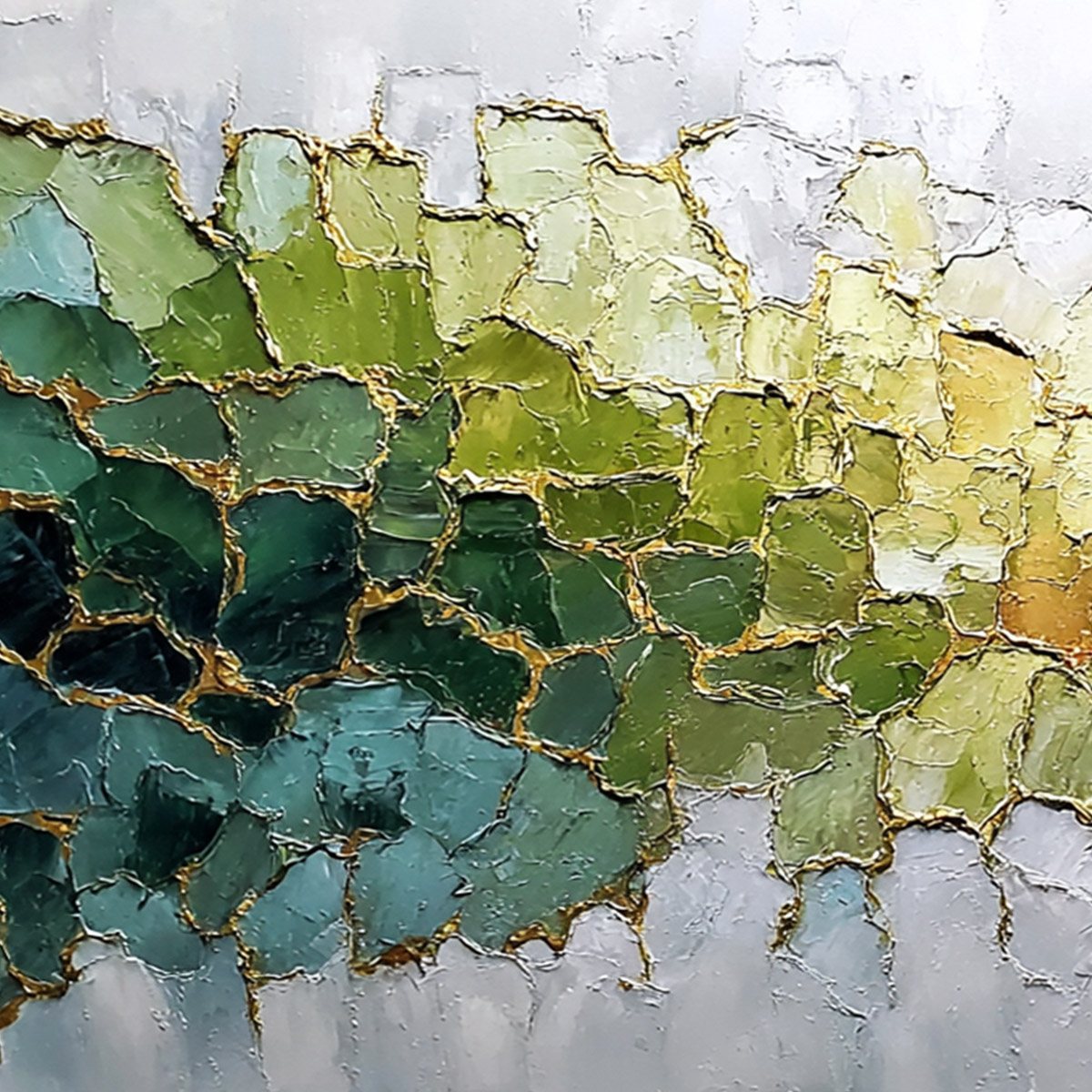 EMERALD HORIZON: Large Textured Abstract Landscape Painting with Gold Accents