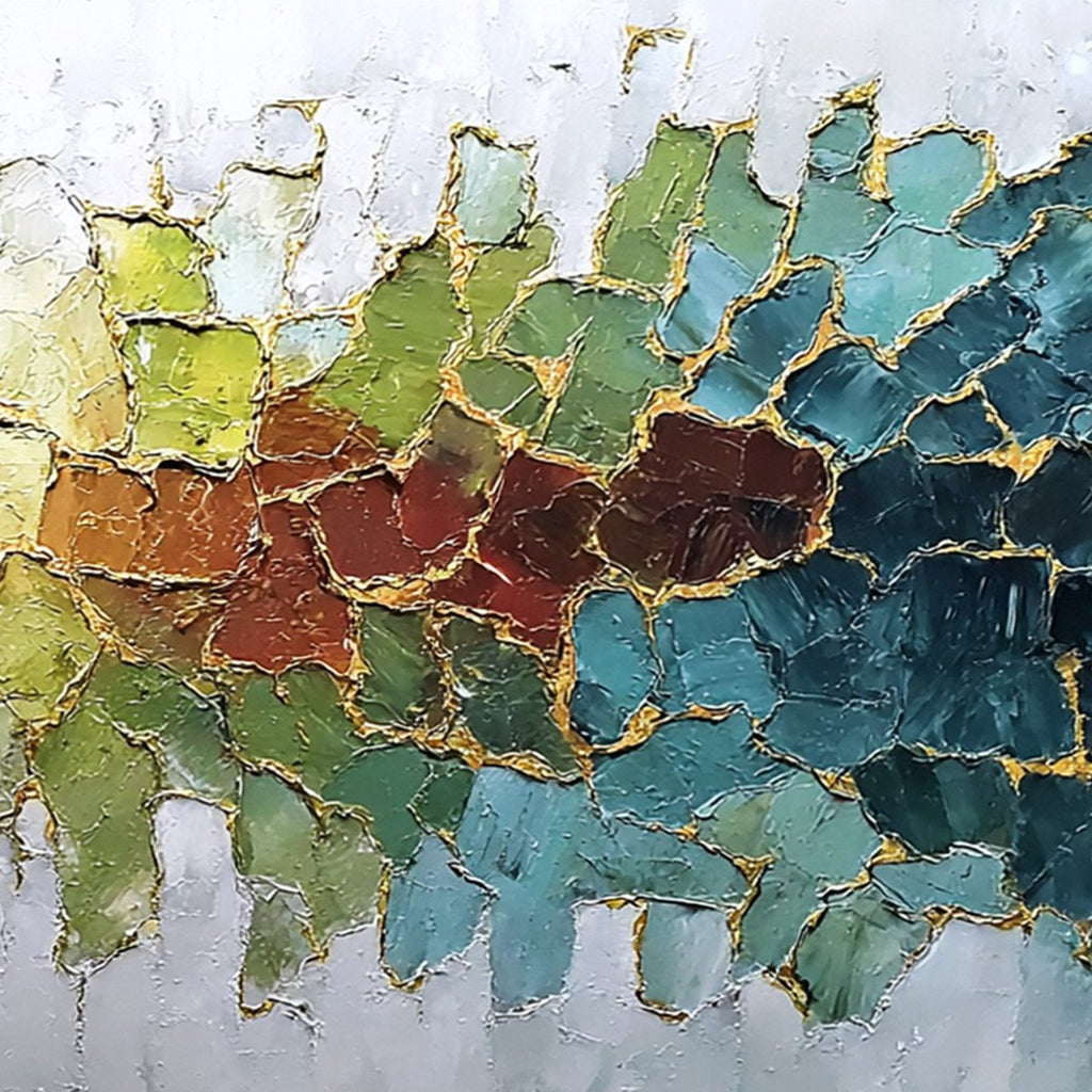 EMERALD HORIZON: Large Textured Abstract Landscape Painting with Gold Accents