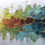 EMERALD HORIZON: Large Textured Abstract Landscape Painting with Gold Accents