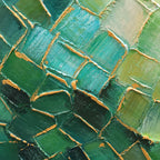 Ready to Ship ｜EMERALD MOSAIC: Textured Abstract Green and Gold Oil Painting