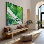 EMERALD RUSH: Textured Sports Car Racing Impasto Oil Painting