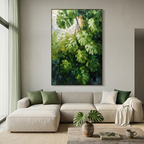 EMERALD SANCTUARY: Palette Knife Impasto Sculpted Monstera Leaves Canvas