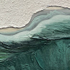 EMERALD DEPTHS: Textured Emerald Green White Waves Seascape Canvas
