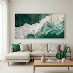 EMERALD FLOW: Deep Emerald Green Soft White Swirling Lines Canvas