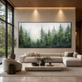 EMERALD FOREST: Misty Green Trees Textured Wabi Sabi Canvas