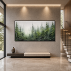EMERALD FOREST: Misty Green Trees Textured Wabi Sabi Canvas