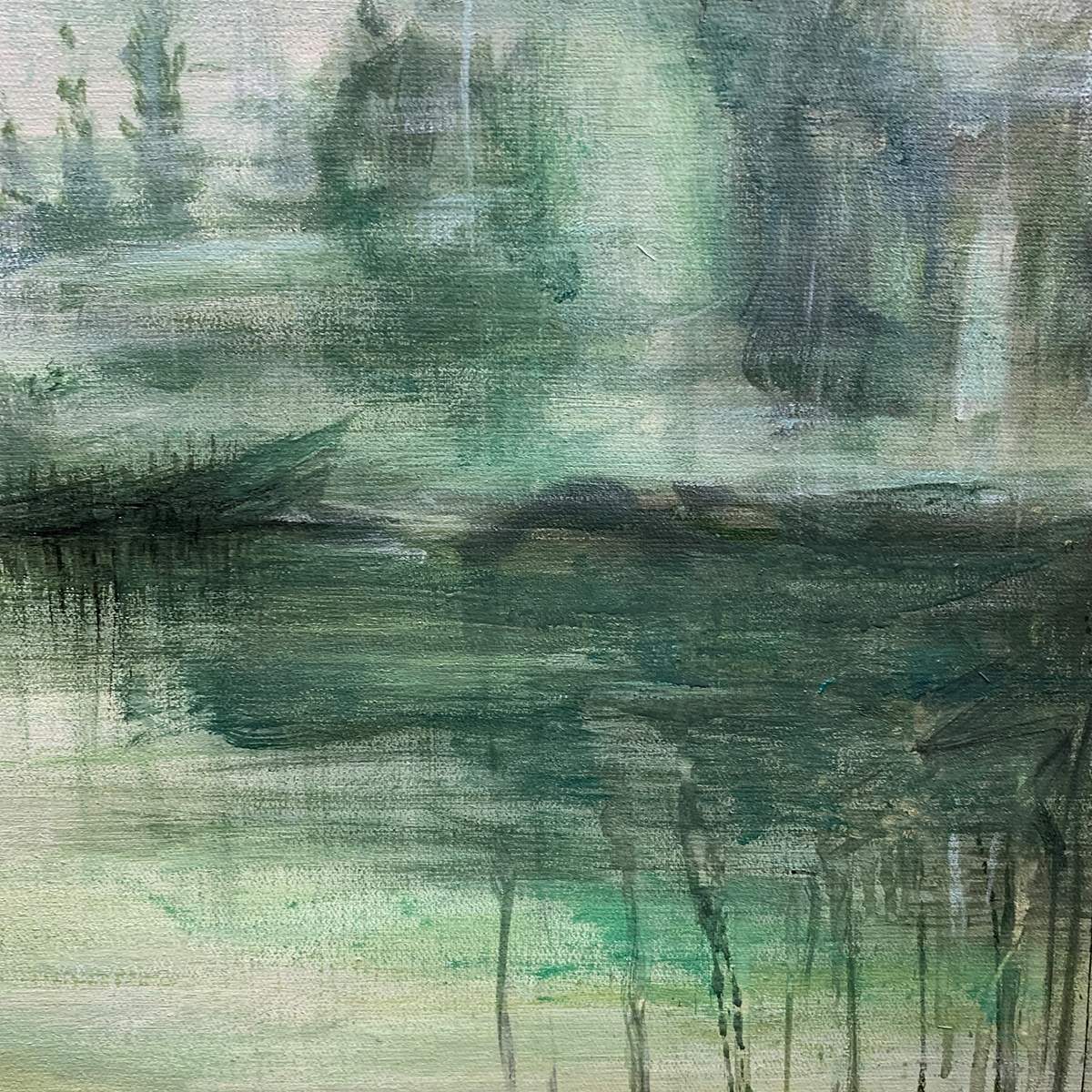 EMERALD MIST: Layered Textured Green Abstract Forest Canvas