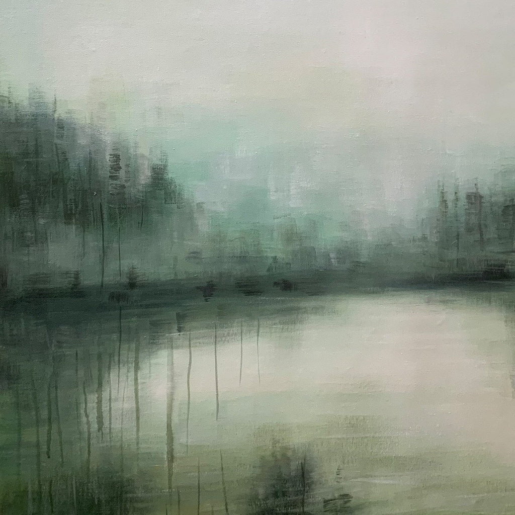 EMERALD MIST: Layered Textured Green Abstract Forest Canvas