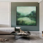 EMERALD MIST: Layered Textured Green Abstract Forest Canvas